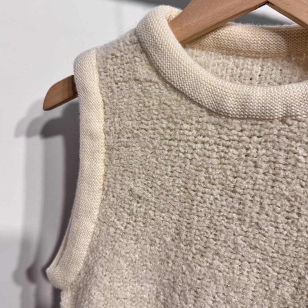 STAUD Neutral Cream Textured Sleeveless Crew Neck Sweater - Picture 5 of 8